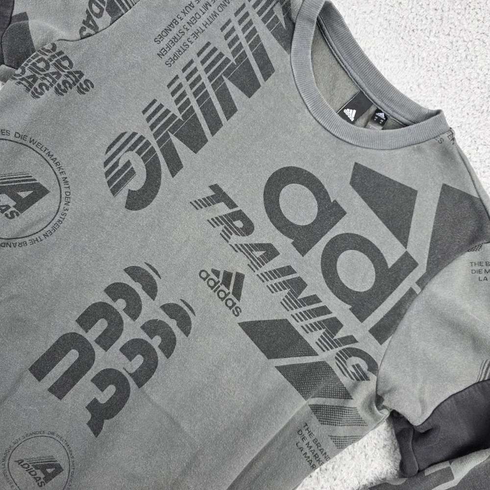 Adidas Training All Over Print Graphic Sweatshirt Mens Medium‎ Grey
